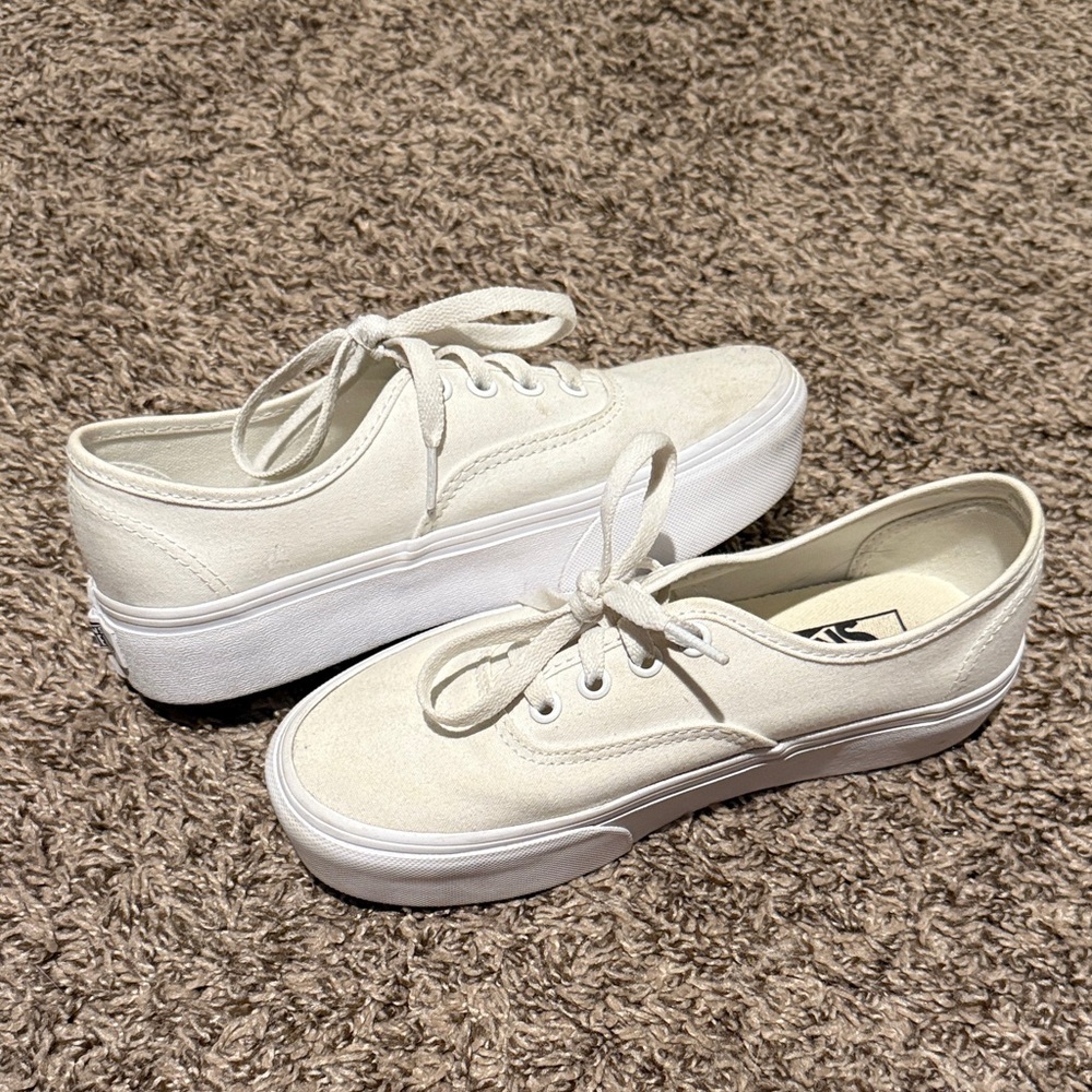 All White Platform Vans